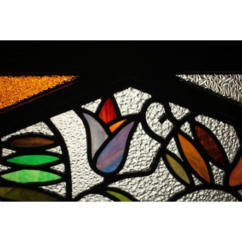 フルレストア 和製ステンドガラス 明り取り　2枚1組　GD1293 