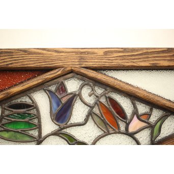 フルレストア 和製ステンドガラス 明り取り　2枚1組　GD1293 