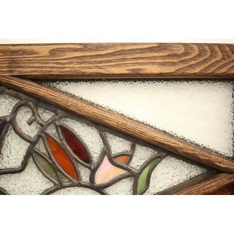 フルレストア 和製ステンドガラス 明り取り　2枚1組　GD1293 