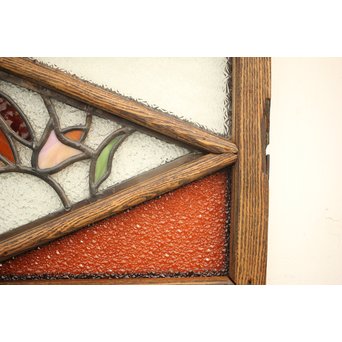 フルレストア 和製ステンドガラス 明り取り　2枚1組　GD1293 