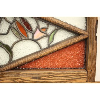 フルレストア 和製ステンドガラス 明り取り　2枚1組　GD1293 