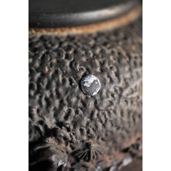 能登川亀文堂 波千鳥提手 楼閣山水銀象嵌丸形鉄瓶 湯沸　M216 