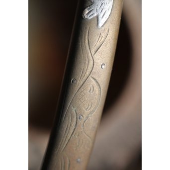 能登川亀文堂 波千鳥提手 楼閣山水銀象嵌丸形鉄瓶 湯沸　M216 