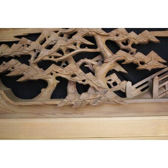 深彫 楼閣木彫欄間 2枚1組　R0002YD 