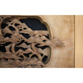 深彫 楼閣木彫欄間 2枚1組　R0002YD 