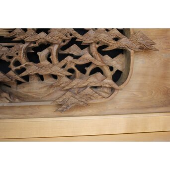 深彫 楼閣木彫欄間 2枚1組　R0002YD 