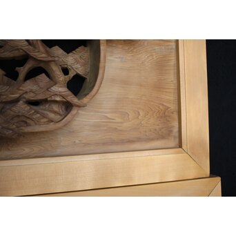 深彫 楼閣木彫欄間 2枚1組　R0002YD 