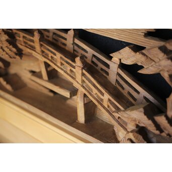 深彫 楼閣木彫欄間 2枚1組　R0002YD 