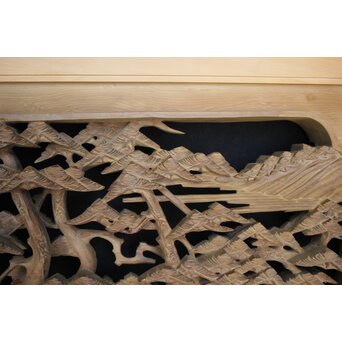 深彫 楼閣木彫欄間 2枚1組　R0002YD 