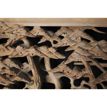 深彫 楼閣木彫欄間 2枚1組　R0002YD 