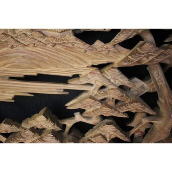 深彫 楼閣木彫欄間 2枚1組　R0002YD 