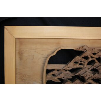 深彫 楼閣木彫欄間 2枚1組　R0002YD 