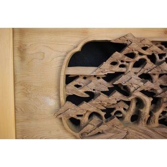 深彫 楼閣木彫欄間 2枚1組　R0002YD 