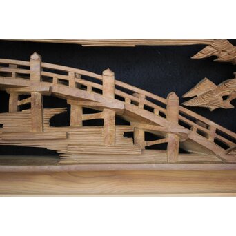 深彫 楼閣木彫欄間 2枚1組　R0002YD 