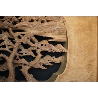 深彫 楼閣木彫欄間 2枚1組　R0002YD 