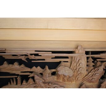 深彫 楼閣木彫欄間 2枚1組　R0002YD 