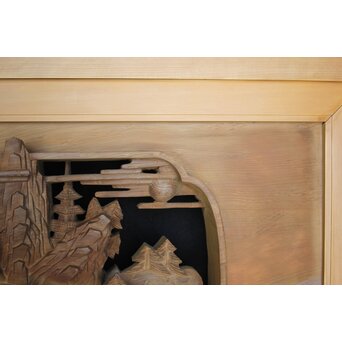 深彫 楼閣木彫欄間 2枚1組　R0002YD 