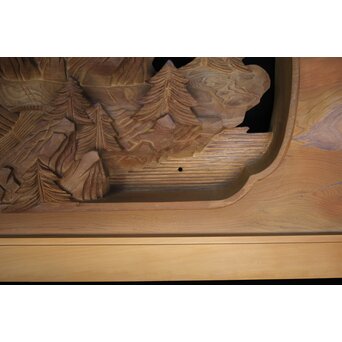 深彫 楼閣木彫欄間 2枚1組　R0002YD 