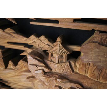 深彫 楼閣木彫欄間 2枚1組　R0002YD 