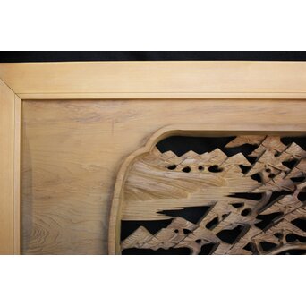 深彫 楼閣木彫欄間 2枚1組　R0002YD 