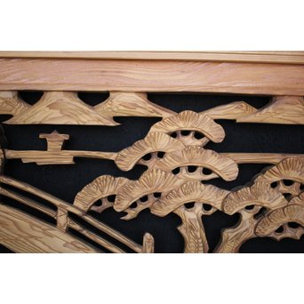 中型 楼閣木彫欄間 2枚1組　R0003 