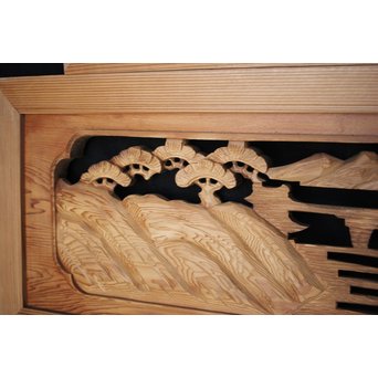 中型 楼閣木彫欄間 2枚1組　R0003 