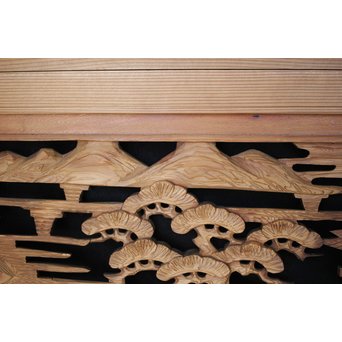 中型 楼閣木彫欄間 2枚1組　R0003 