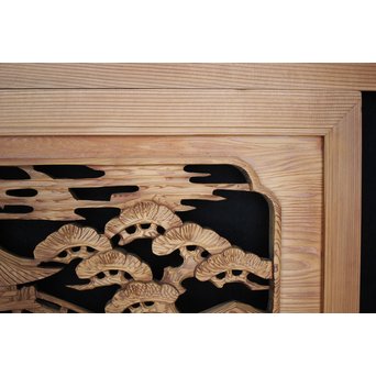 中型 楼閣木彫欄間 2枚1組　R0003 