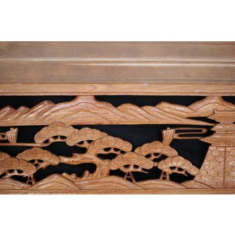 楼閣山水 木彫欄間 2枚1組　R0004 