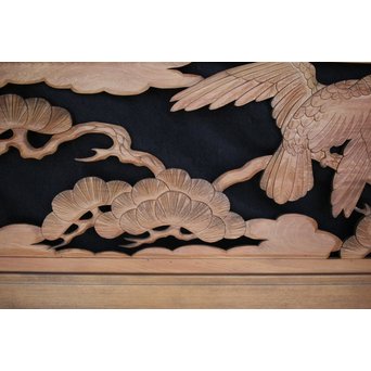 鷹松 木彫欄間 2枚1組　R0005 