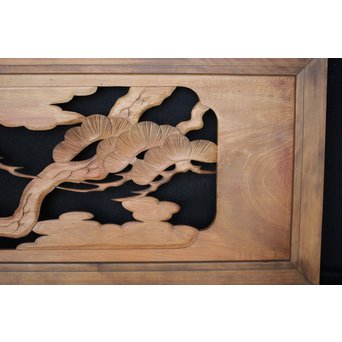 鷹松 木彫欄間 2枚1組　R0005 