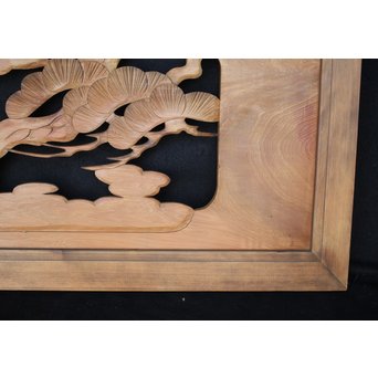 鷹松 木彫欄間 2枚1組　R0005 