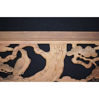 鷹松 木彫欄間 2枚1組　R0005 