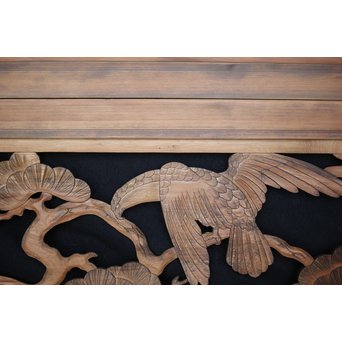 鷹松 木彫欄間 2枚1組　R0005 