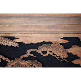 鷹松 木彫欄間 2枚1組　R0005 