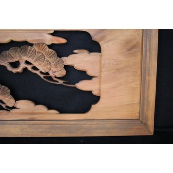 鷹松 木彫欄間 2枚1組　R0005 