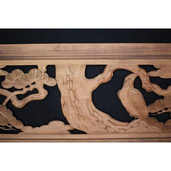 鷹松 木彫欄間 2枚1組　R0005 