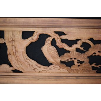 鷹松 木彫欄間 2枚1組　R0005 