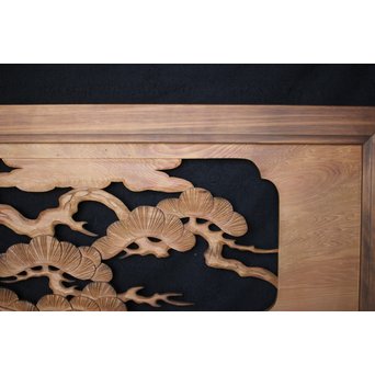 鷹松 木彫欄間 2枚1組　R0005 