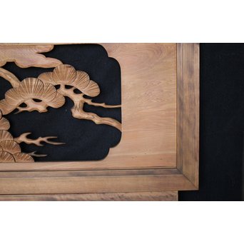 鷹松 木彫欄間 2枚1組　R0005 