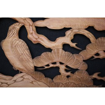 鷹松 木彫欄間 2枚1組　R0005 