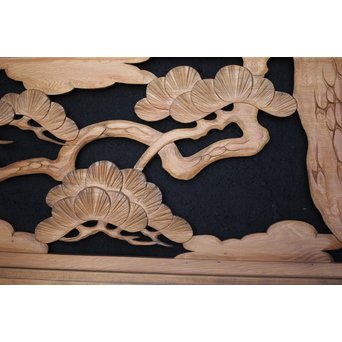 鷹松 木彫欄間 2枚1組　R0005 