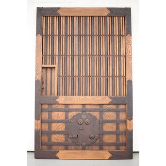 肉厚鉄金具 総欅格子蔵戸　W995Y