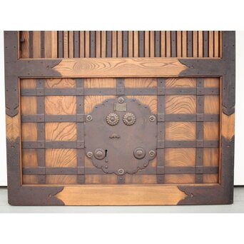 肉厚鉄金具 総欅格子蔵戸　W995Y 