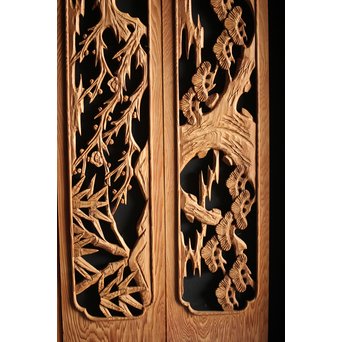 枠無 木彫欄間 5枚1組　R0008 