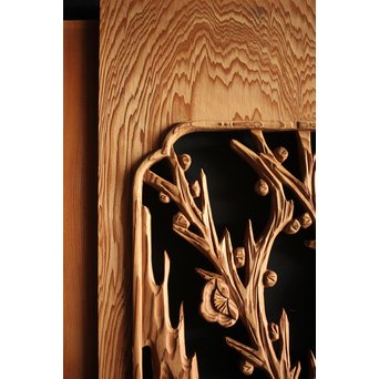 枠無 木彫欄間 5枚1組　R0008 