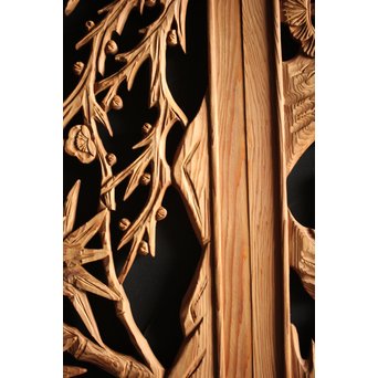 枠無 木彫欄間 5枚1組　R0008 