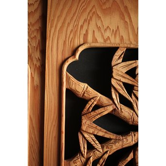 枠無 木彫欄間 5枚1組　R0008 