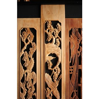 枠無 木彫欄間 5枚1組　R0008 