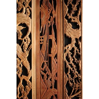 枠無 木彫欄間 5枚1組　R0008 